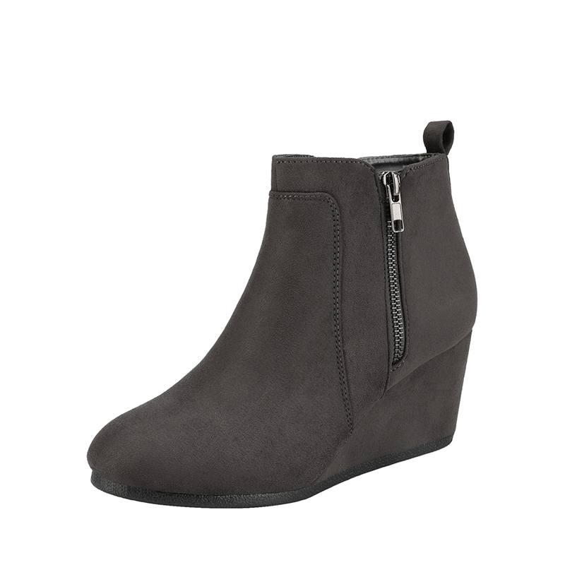 Women s Pointed Toe Suede Wedge Bootie Dream Pairs